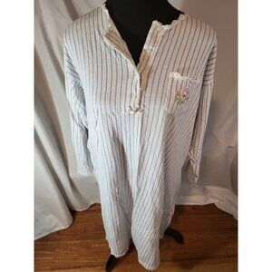 Vintage Carole Hochman Size Large Cotton Stripe L/S Night Shirt